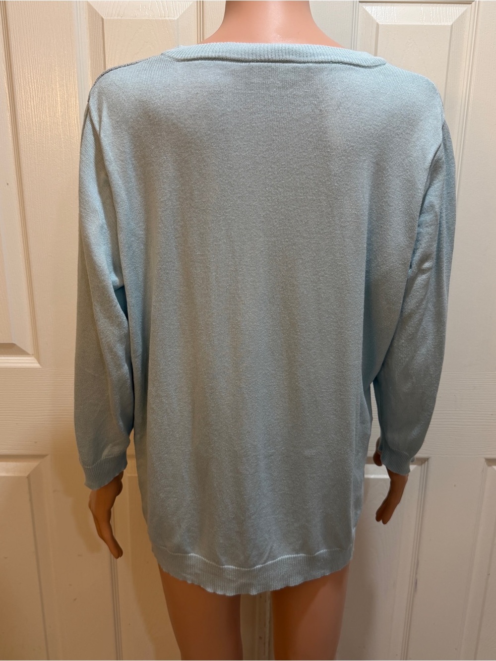 ModCloth Pale Blue Basset Hound Intarsia Knit Sweater Crew Neck - Picture 6 of 12